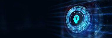 İş, Teknoloji, İnternet ve ağ konsepti. Yetenek Bilgisi Yeterlilik 3D illüstrasyon