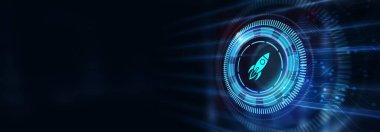 Girişim, teknoloji, internet ve ağ gösterimi 3D illüstrasyonuName