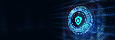 Siber güvenlik veri koruması iş teknolojisi gizlilik kavramı. 3d illüstrasyon