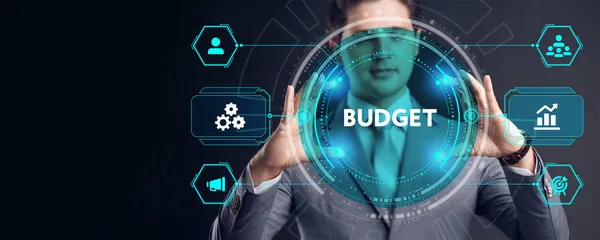 Budgetplanung Business Finance Konzept Auf Virtueller Bildschirmoberfläche Geschäfts Technologie Internet — Stockfoto