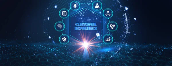 CUSTOMER Deneysel Yazı, Sosyal Ağ Konsepti. İş, Teknoloji, İnternet ve Ağ Konsepti 3D illüstrasyon