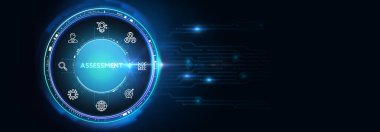 İş, Teknoloji, İnternet ve ağ konsepti. Değerlendirme analiz ölçümü 3D illüstrasyon