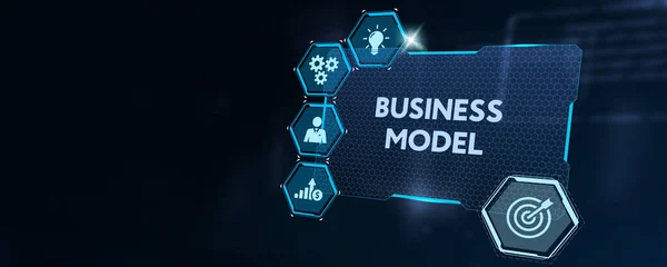 Unternehmen Technologie Internet Und Netzwerkkonzept Zeigt Die Inschrift Business Model — Stockfoto