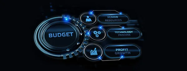 Budgetplanung Business Finance Konzept Auf Virtueller Bildschirmoberfläche Geschäfts Technologie Internet — Stockfoto