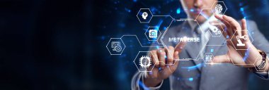Metaverse sanal dünya, metaverse dijital dünya akıllı fütürist arayüz teknolojisi.