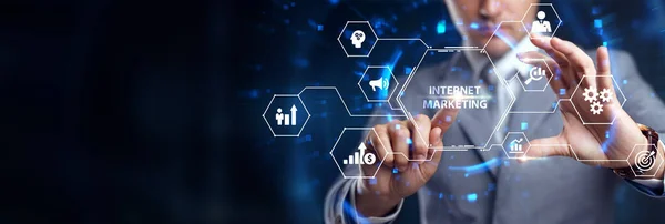 Internetmarknadsföring Digital Annonsering Online Automatisering Affärs Teknik Internet Och Nätverkskoncept — Stockfoto