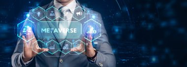 Metaverse sanal dünya, metaverse dijital dünya akıllı fütürist arayüz teknolojisi.
