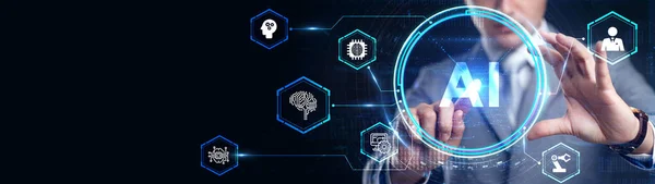 Inteligencia Artificial Aprendizaje Automático Conceptos Modernos Tecnologías Informáticas Negocios Tecnología —  Fotos de Stock