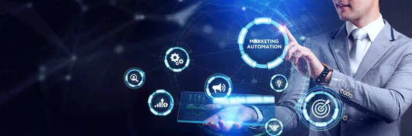 Planerar Marknadsföringsstrategi Automatisering Marknadsföring Företag Och Industriella Processer — Stockfoto