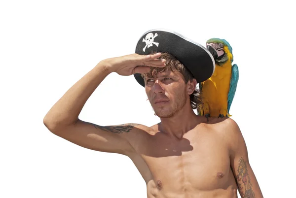 Пират с попугаем — стоковое фото