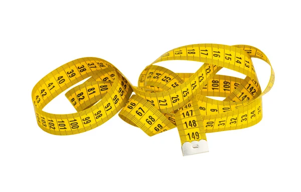 Fita métrica amarela torcida — Fotografia de Stock