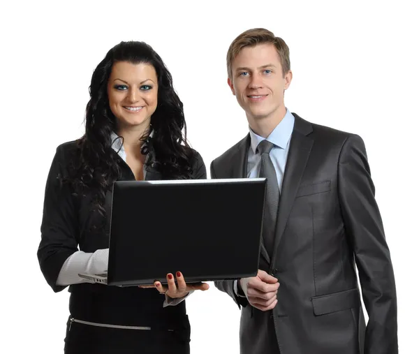 Üzleti partnereivel laptop — Stock Fotó