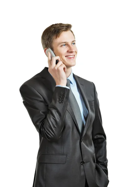 Erfolgreicher Geschäftsmann mit Telefon — Stockfoto