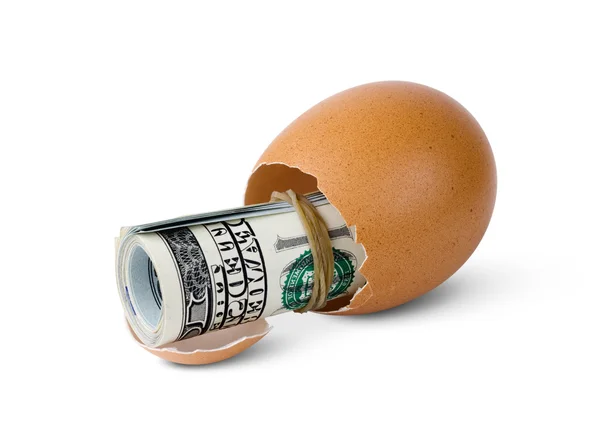 Egg with money — Stock Photo, Image