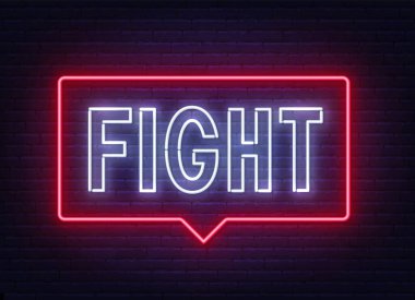 Duvardaki neon harflerle dövüş.