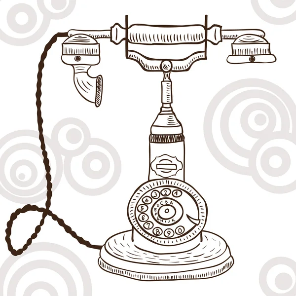 Oude vintage telefoon - retro illustratie — Stockvector