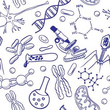 Biyoloji çizimleri - Dikişsiz desen arka plan