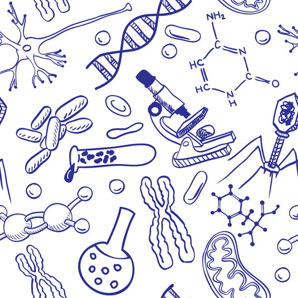 Biology drawings - seamless pattern background