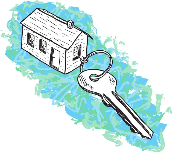 Abbildung von Haus und Schlüssel — Stockvektor