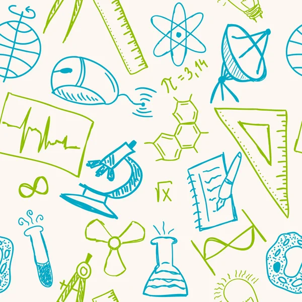 Dessins scientifiques sur motif sans couture — Image vectorielle