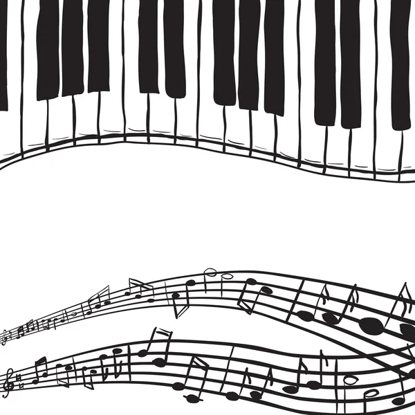 Teclas de piano y notas musicales — Archivo Imágenes Vectoriales