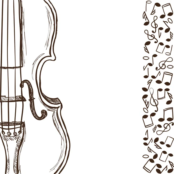 Violon ou basse et notes de musique — Image vectorielle