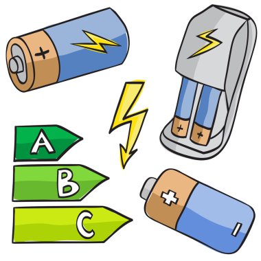 Piller ve enerjik dersleri çizimi