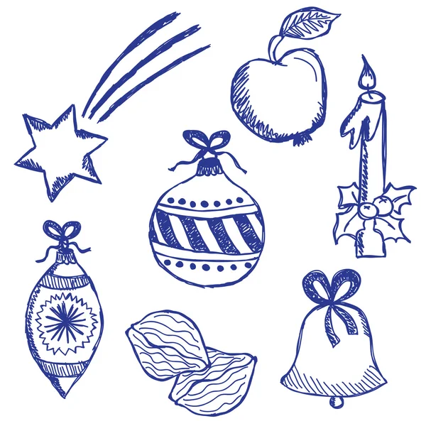 Christmas symbols doodles set — Stock Vector