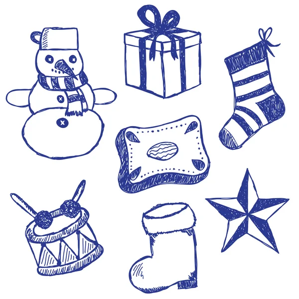 Kerst symbolen doodles set — Stockvector