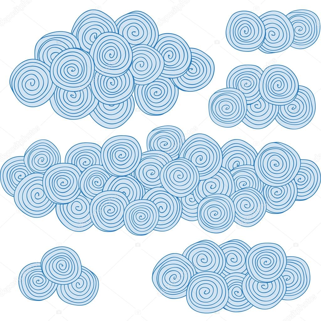 Spiral clouds, circles design elements