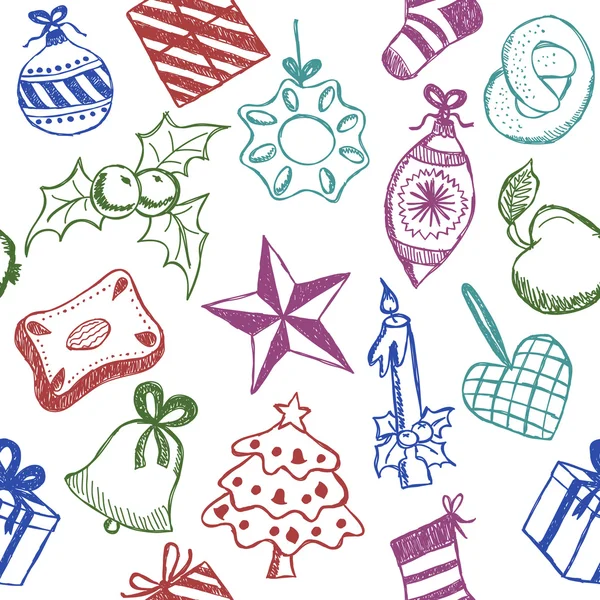 Kerst symbolen doodles — Stockvector