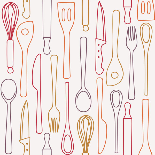 Kitchen utensils - seamless pattern