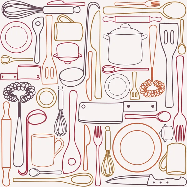 Kitchen utensils - seamless pattern — Stock Vector