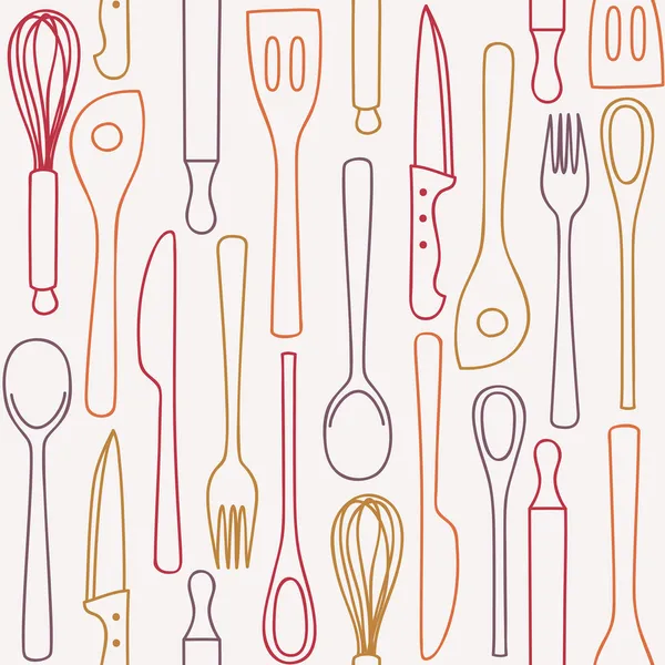 Kitchen utensils - seamless pattern — Stock Vector