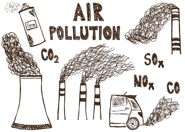 Contaminación atmosférica garabato — Archivo Imágenes Vectoriales