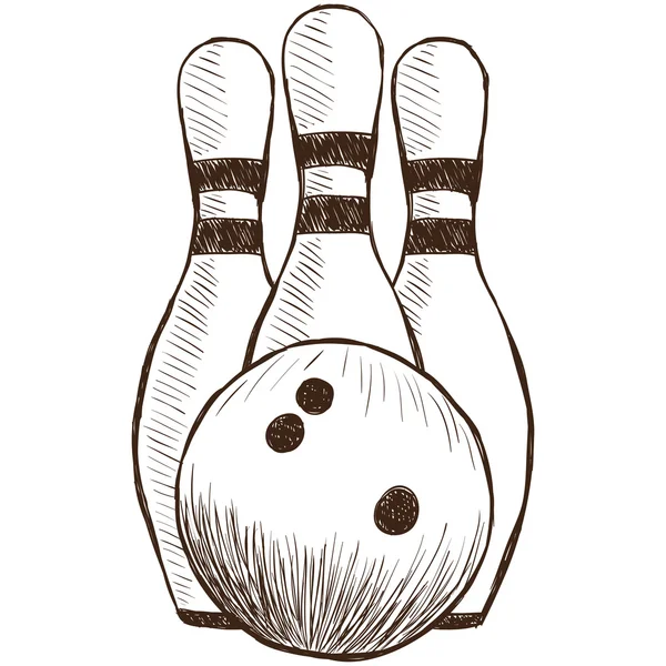 Bowling Pins and Ball — Stock Vector