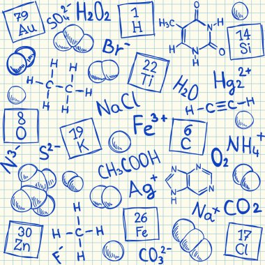 okul kare kağıt üzerinde kimyasal doodles