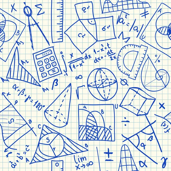 Padrão sem costura doodles matemáticos — Vetor de Stock