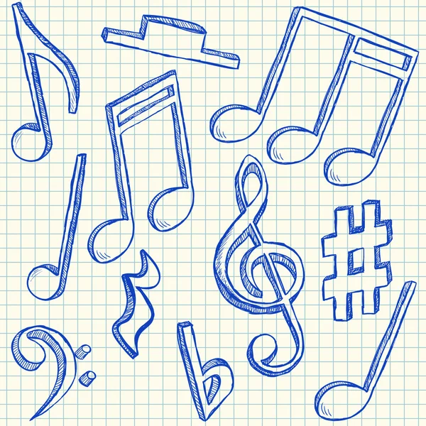 Musical notes doodles — Stock Vector