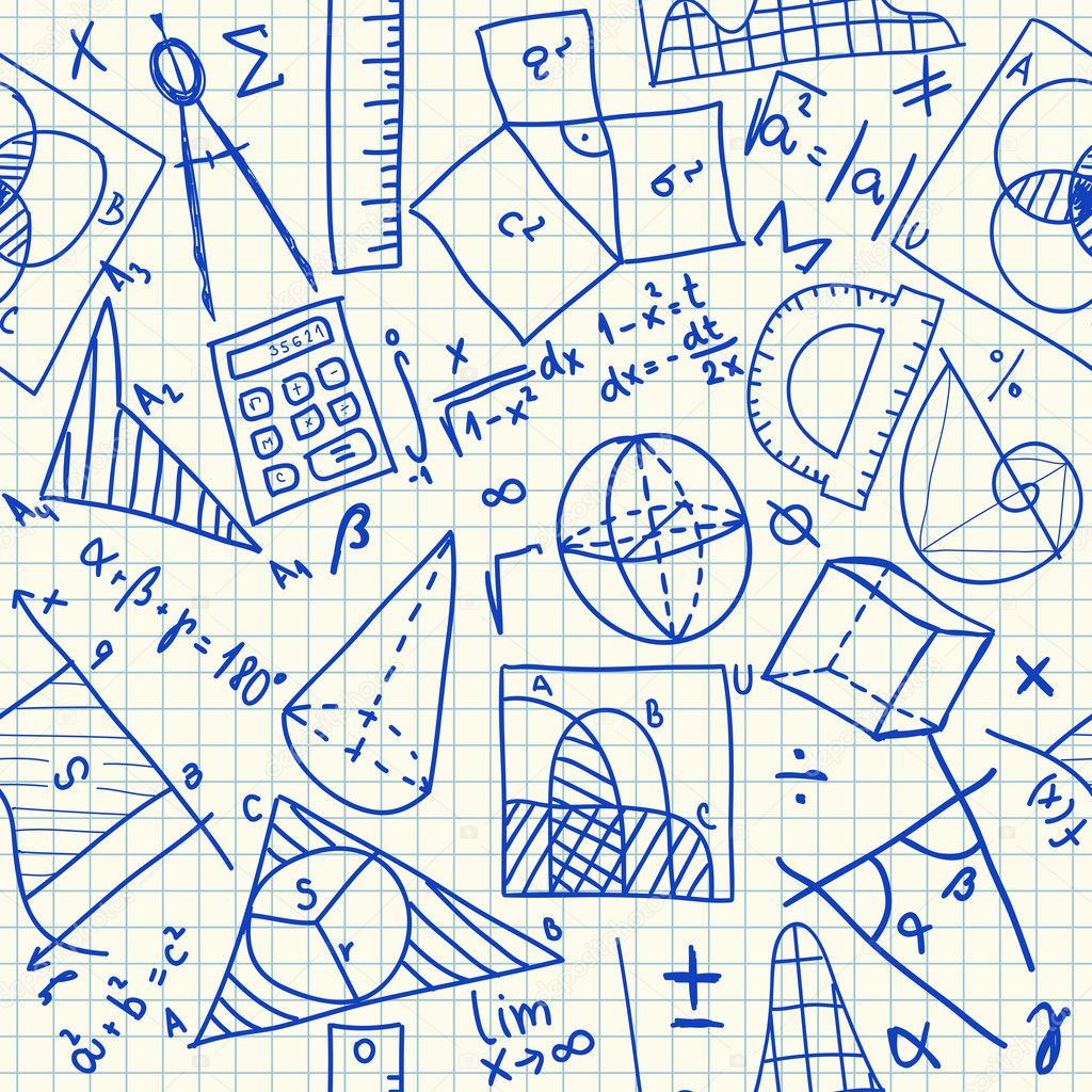 Mathematical doodles seamless pattern