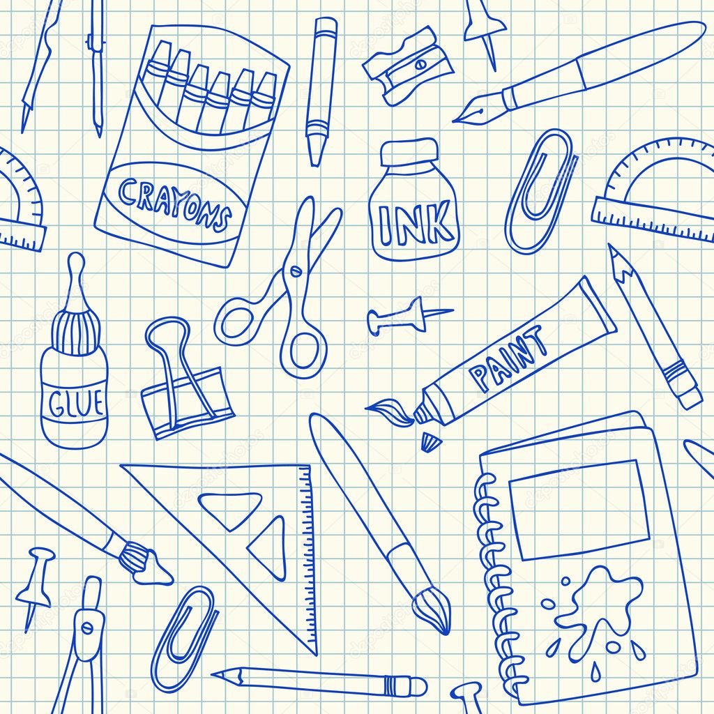 School supplies seamless pattern