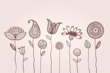 noktalı doodle çiçekler