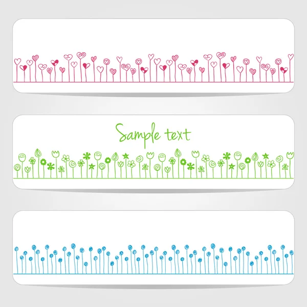 Баннеры с сердечками и цветами — стоковый вектор