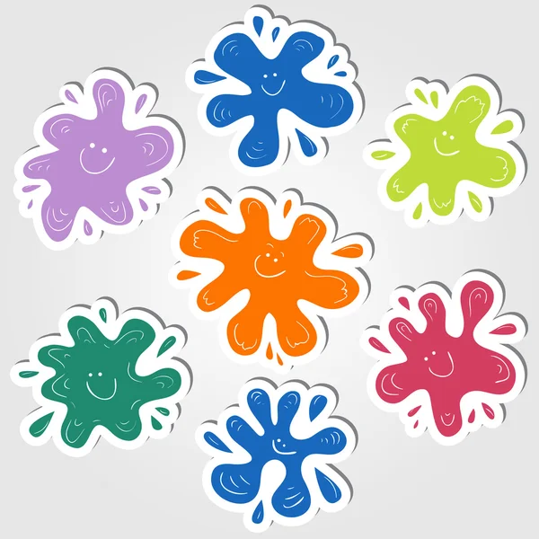 Ink blots stickers — Stock Vector