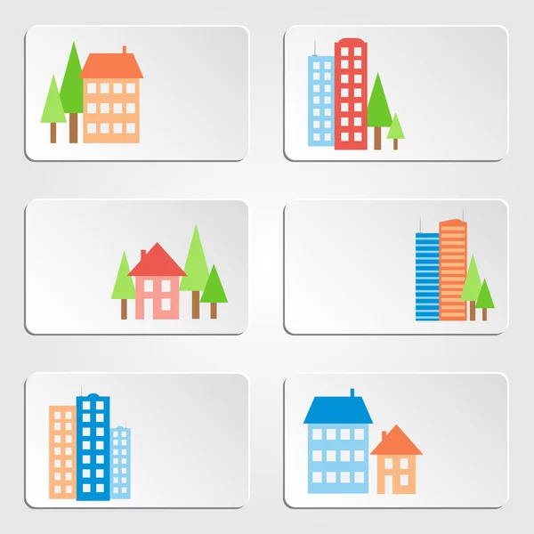 Houses and skyscrapers banners — Stock Vector