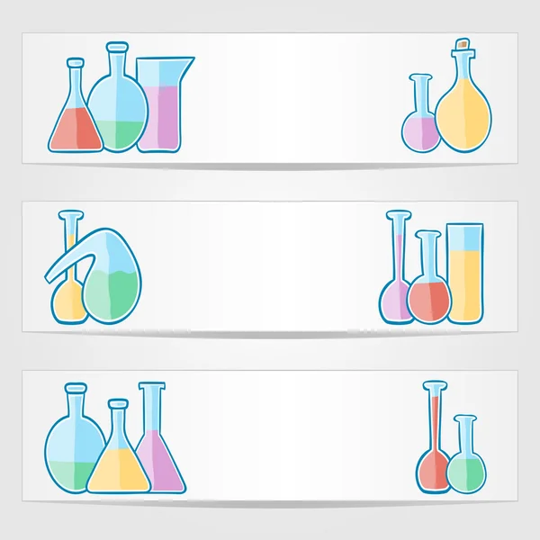 Bannières avec éprouvettes de laboratoire — Image vectorielle