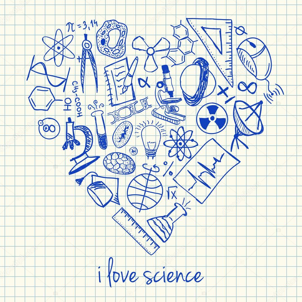 Science drawings in heart shape