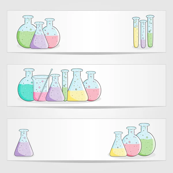 Banners with laboratory test tubes — Stock Vector