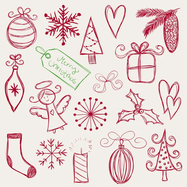 Kerstmis doodles — Stockvector