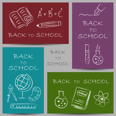 okula dönüş doodles afişler